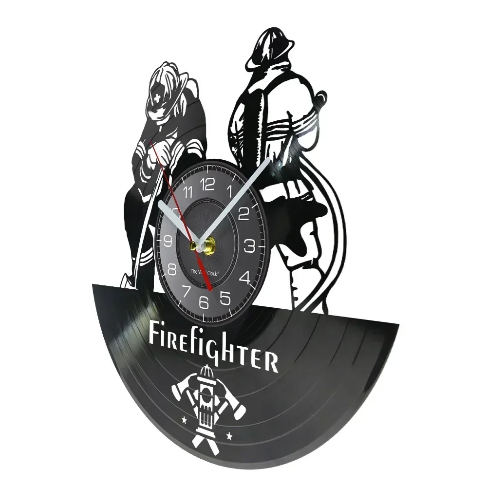 Firefighter Fire Control Protection Design Vinyl Record Wall Clock Rescue Department Soldier Wall Art Retro Album Longplay Watch