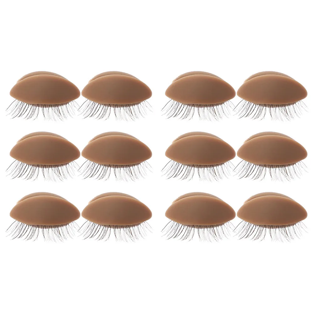 6Pairs Realistic Removable Eyelids Silicone Lash Extension Practice Tool Replacement Eyelids Supplies for Makeup Training