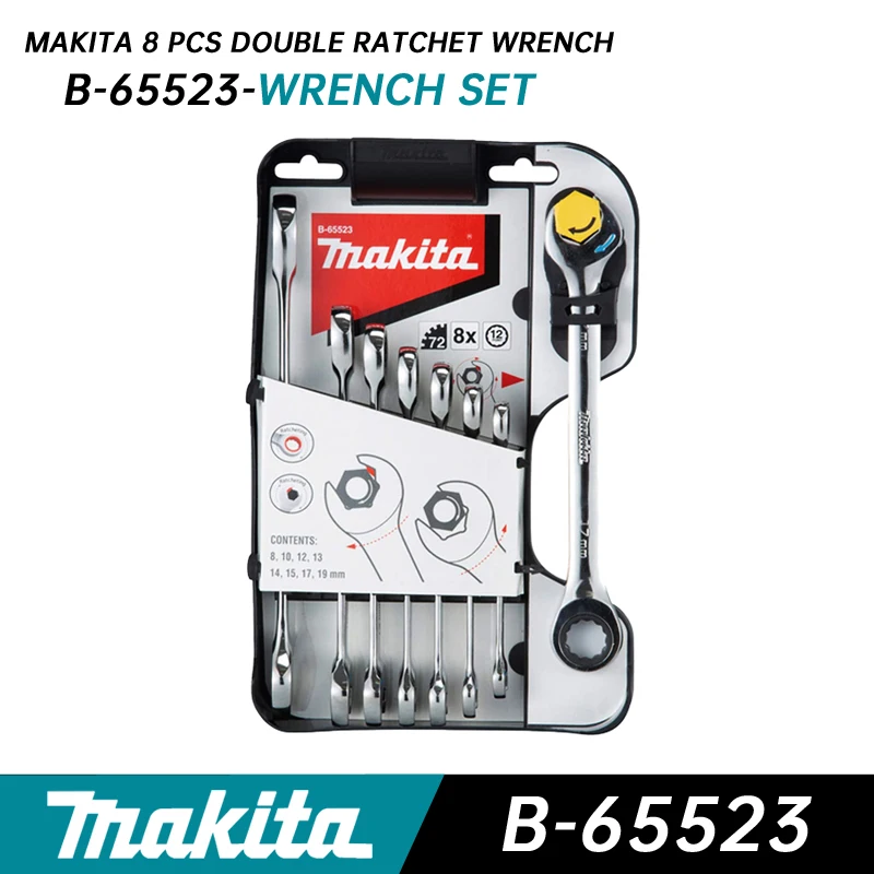 Makita 8 шт. Набор торцевых ключей с храповым механизмом Многофункциональный быстродействующий ручной гаечный ключ