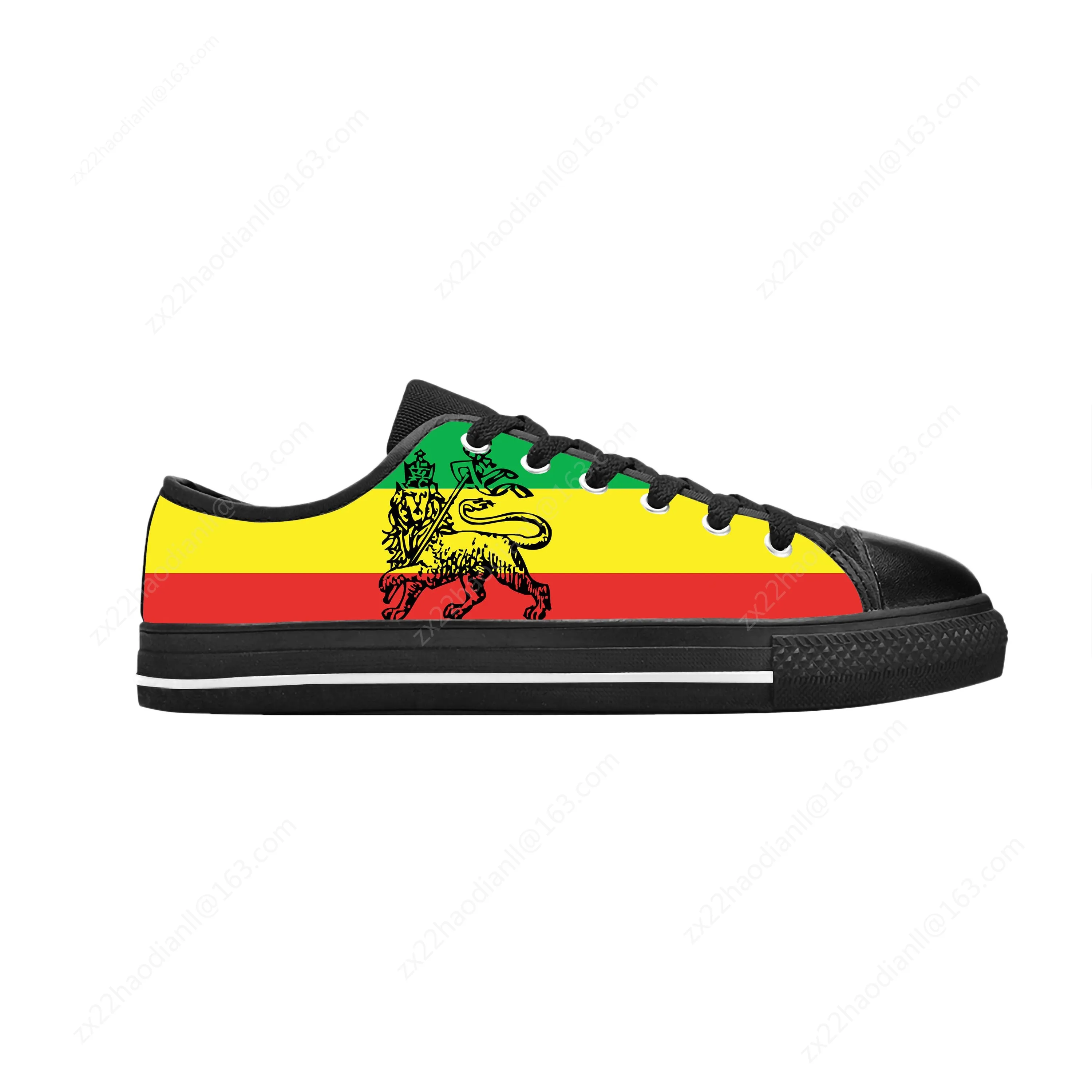 Ethiopia Ethiopian Flag Lion Of Judah Rasta Reggae Casual Cloth Shoes Low Top Comfortable Breathable 3D Print Men Women Sneakers