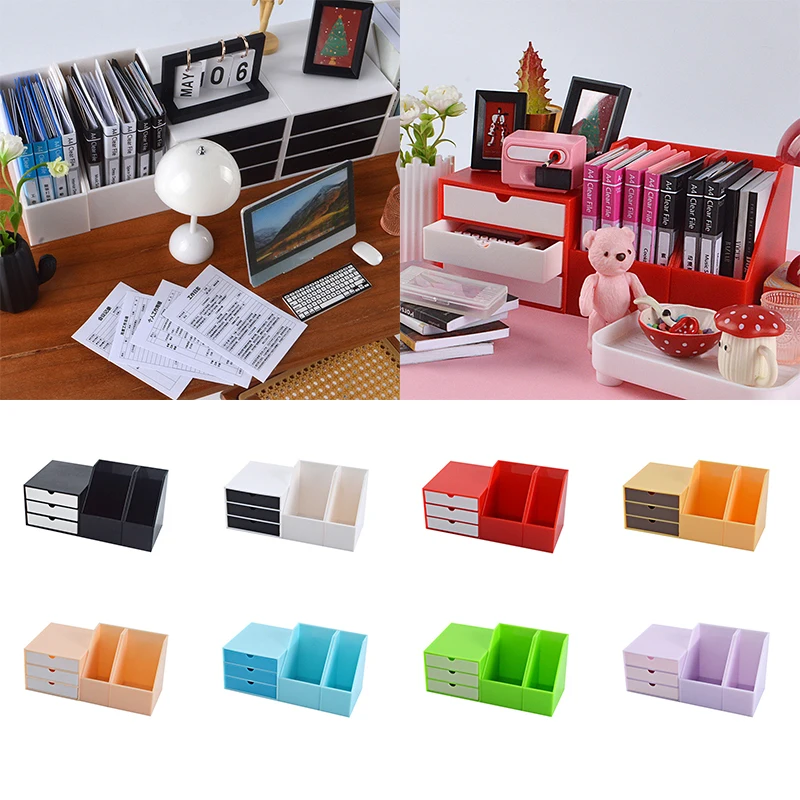 

Dollhouse Miniature Bookshelf Storage Rack Dollhouse Desk Shelf Furniture File Storage Stand Drawer Model Life Scene Decoration