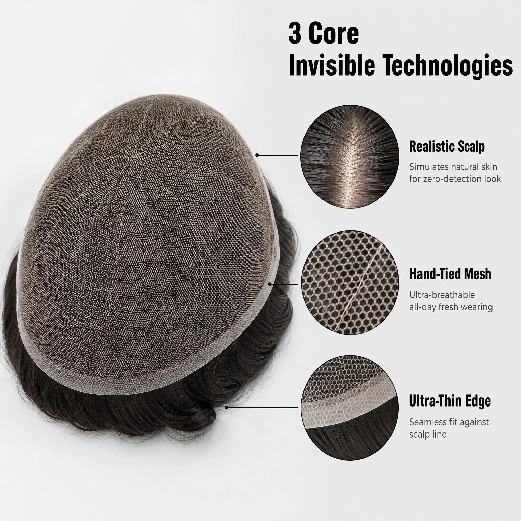 Hand-Tied Human Hair Men Hair Replacement Full Lace Base 7x9 Ready Stock 72H Delivery Wholesale Dropship Toupee