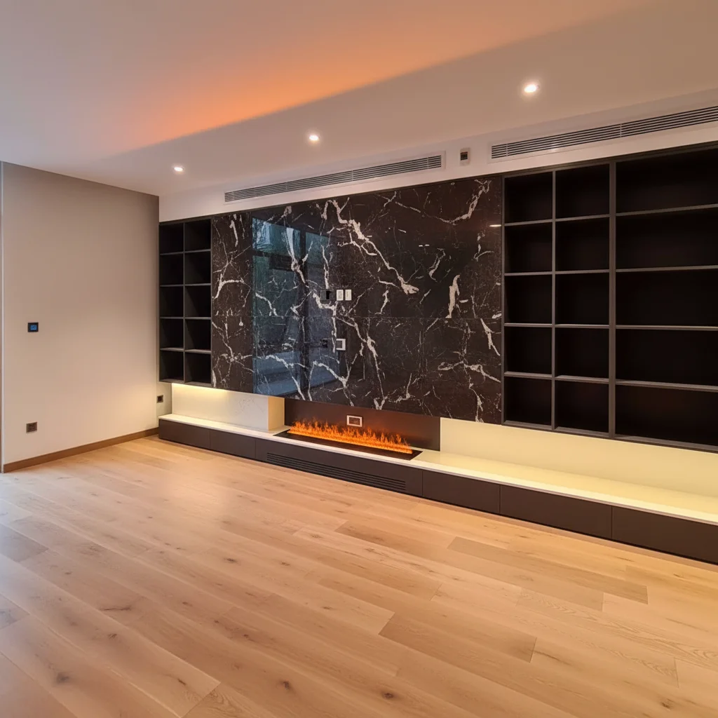 Water Vapor Fireplace, 800mm 304 Stainless Steel, 3D LED Flame Mist, Electric Wall Fireplace, Modern Indoor Humidifier