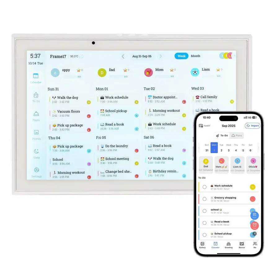 

Inch Smart Digital Calendar Chore Chart Meal Planner HD Touchscreen Smart Family Planner, Hearth Display Desk Digital Calendar S