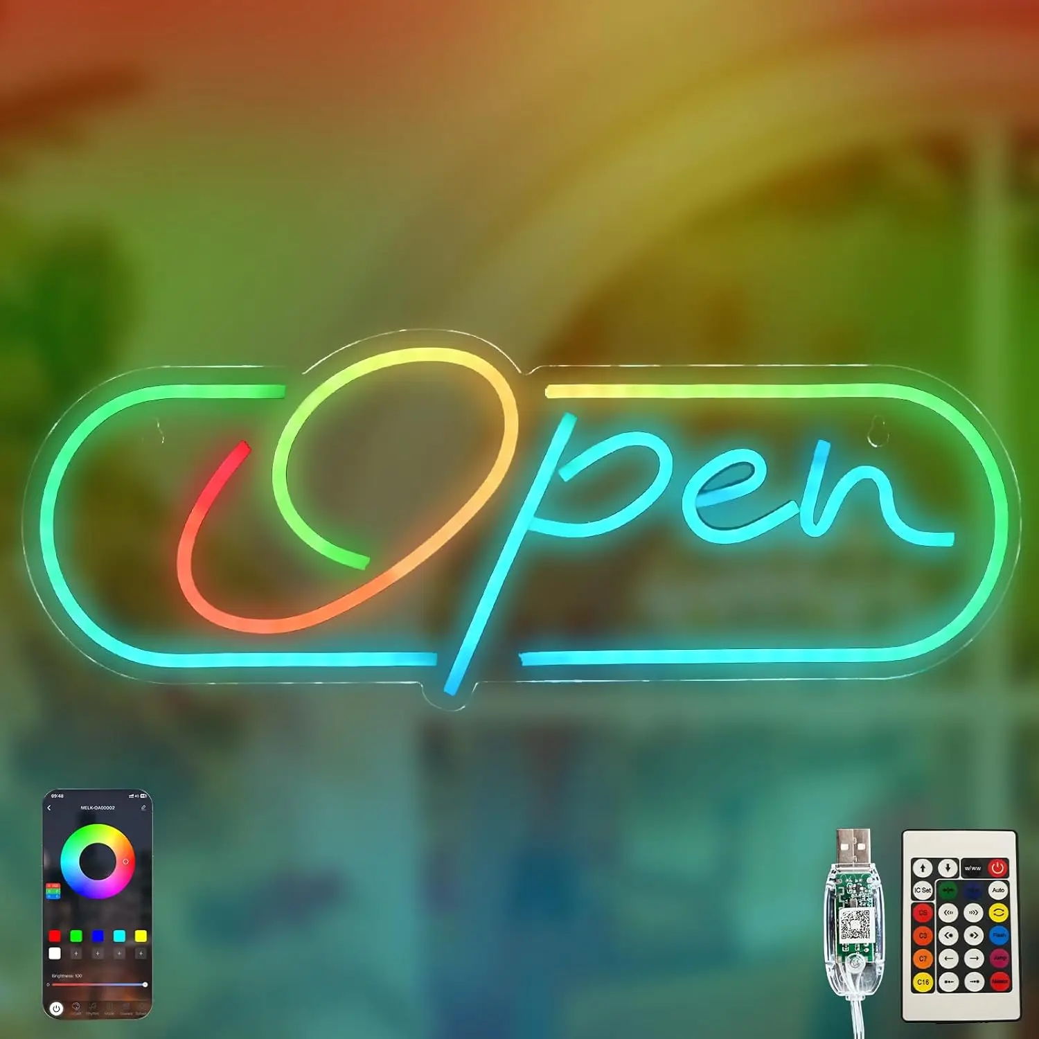 

RGB открытая неоновая вывеска с дистанционным управлением, подсветка, акриловый настенный художественный декор, окно, дверь, бар, магазин, кофейный салон, магазин отеля