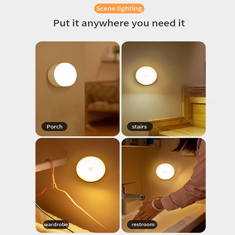 Xiaomi Intelligent Human Body Induction Night Light Led ทางเดินชาร์จทางเดินตู้เสื้อผ้าไร้สายไฟห้องนอน