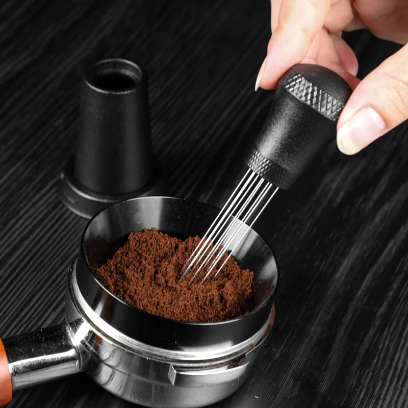 OANKR WDT Espresso-Verteilungswerkzeug, Espresso-Rührwerkzeuge für Barista, 10-Nadel-Espresso-Kaffeerührer mit Ständer