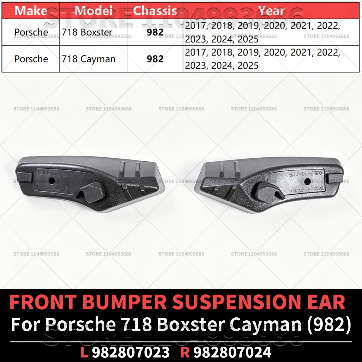 For 2017 2018 2019 2020 2021 2022 2023 2024 2025 718 Boxster Cayman 982 Car front bumper suspension ear OEM 982807023 982807024