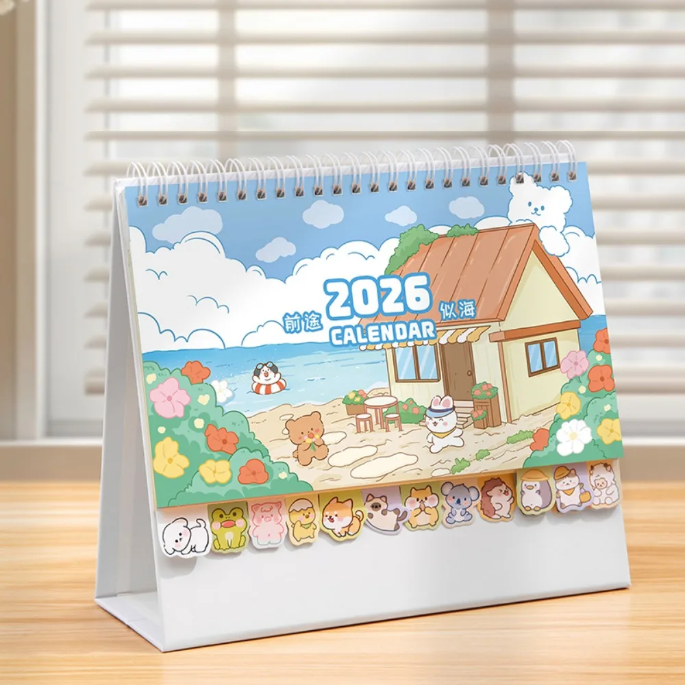 

Cartoon Animals 2026 Desk Calendar Memo Notes One Month to View Monthly Calendar Coil Binding Learning Plan Calendar Office