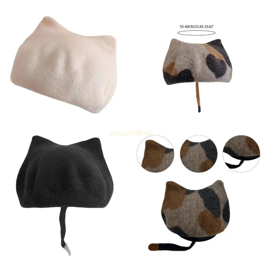 

31BF Adult Ear Berets Hat Outdoor Windproof French Hat for Woman Outside Traveling Shopping Windproof Accessories