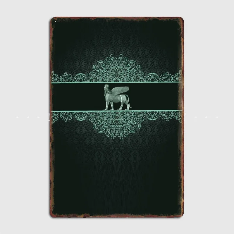 

Assyrian Wingedbull (Lamassu) Metal Print Mural Garage Decoration Club Party Vintage Tin Sign Poster Coffee/Bar decoration