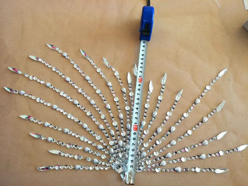 Ray-Design Beaded Sequins Rhinestone Tulle Applique Hand Stitched Embellishments for DIY Evening Dress Stage Costumes Fabric