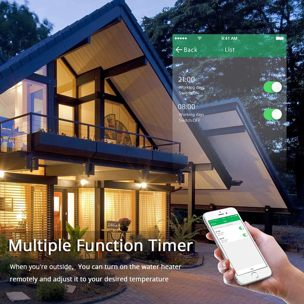 Interruttore intelligente della caldaia Wifi 40A 8000W interruttori dello scaldabagno ad alta potenza Tuya EU/US Standard Luxuray Glass Touch Timer