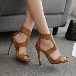 Roman shoes women's slim heels wholesale in stock hollowed out sexy fashionable back zipper high-heeled women's sandals