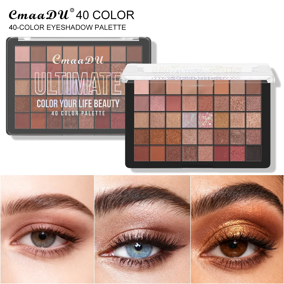 Paleta de sombras de 40 cores, pérola cremosa de alta pigmentação, à prova d'água de longa duração, cosméticos de maquiagem profissional