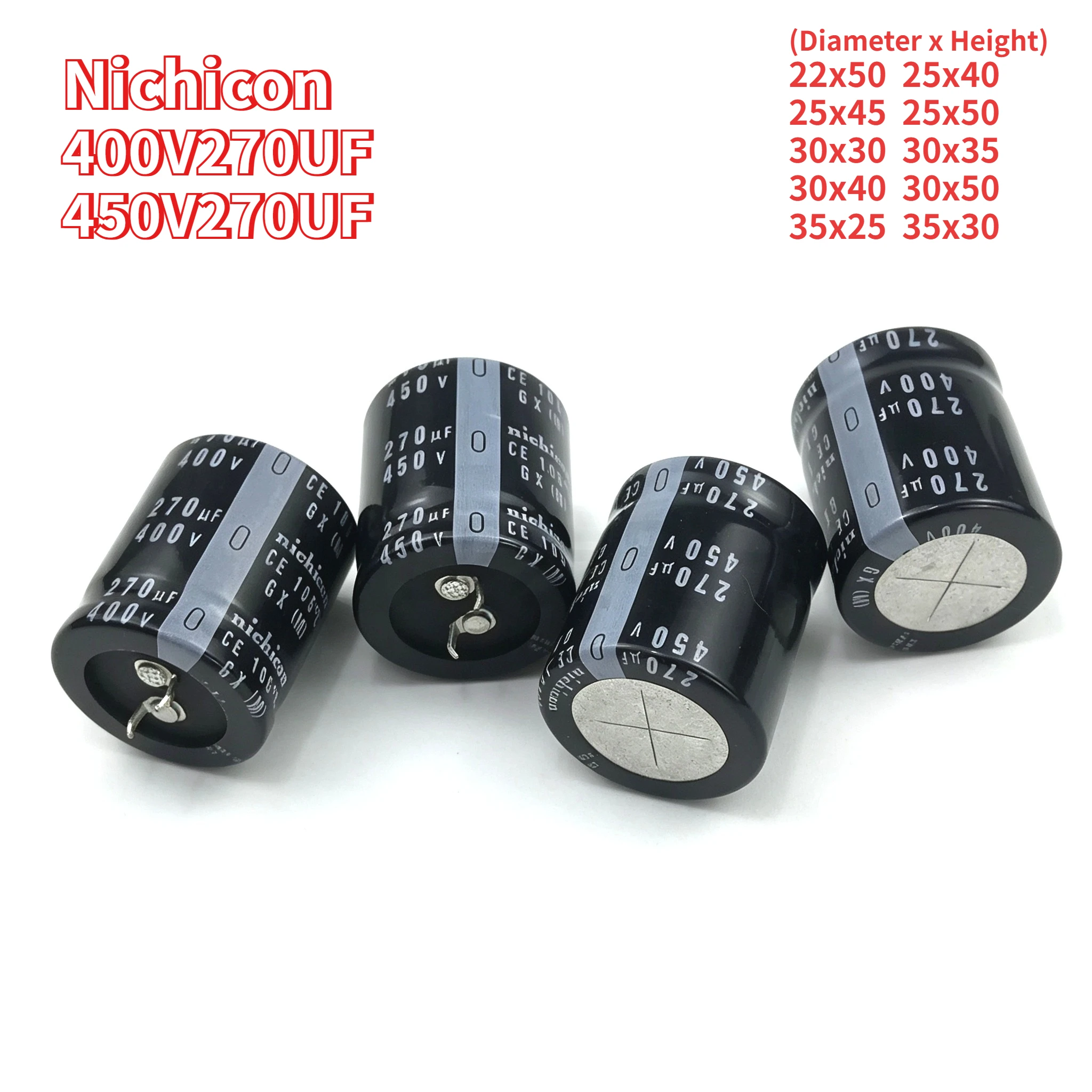 2pcs 400V 270uF 22x50 25x40 25x45 25x50 30x30 30x35 30x40 30x50 35x25 35x30 capacitor 450V 270uF Nichicon