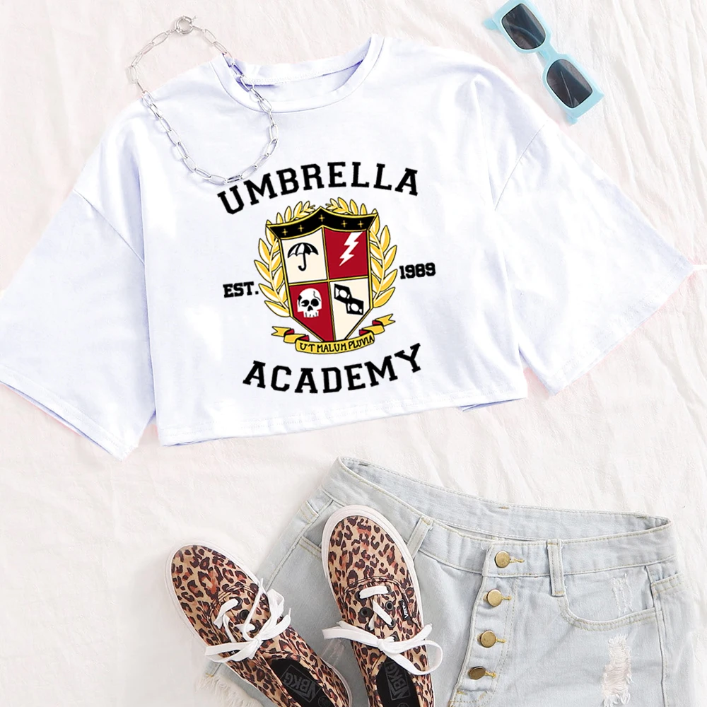 The Umbrella Academy T-Shirt Women Crop Tops Girls O-Neck Short Sleeves Casual Loose Music Shirts