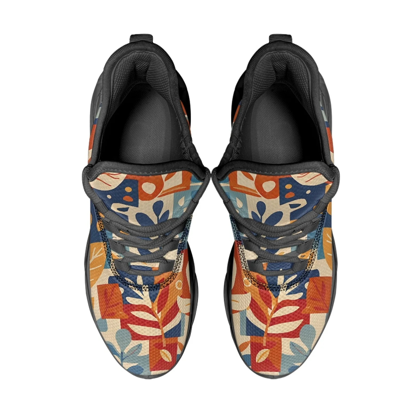 PENSTROLL Geometric Leaf Print Comfortable Athletic Footwear Athletic Sneakers for Walking Breathable Men's Running Shoes