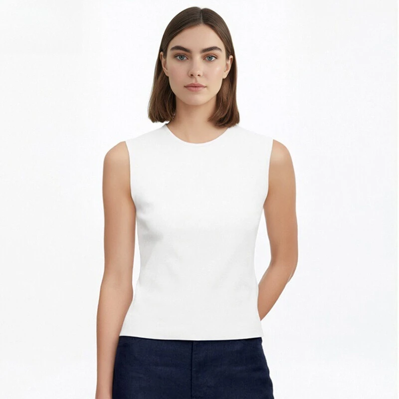 Women Solid Tanks Tops O-Neck Slim Fit Basic Elastic Sleeveless Tops Comfy Vest for Women's Summer Wide Shoulders Grey Camisole