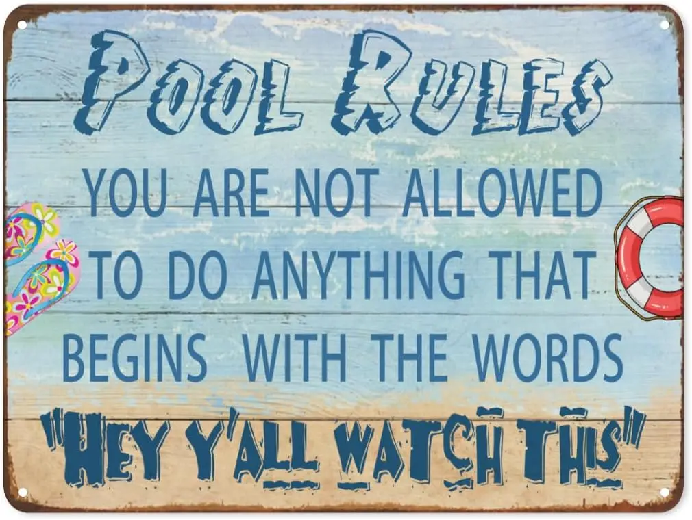Vintage Metal Sign Pool Rules Tin Sign Retro Pool Patio Wall Decor Sign Swimming Pool Metal Tin Sign Outdoor Funny Decor Si sign