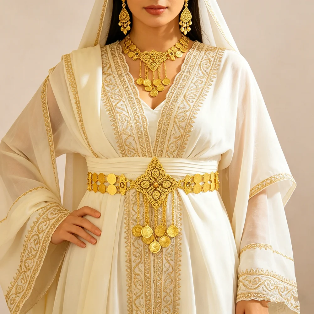 

Arabian Luxury Court Coin Tassel Waist Chain Vintage Bride Wedding Belt Jewelry for Brides And Special Occasions