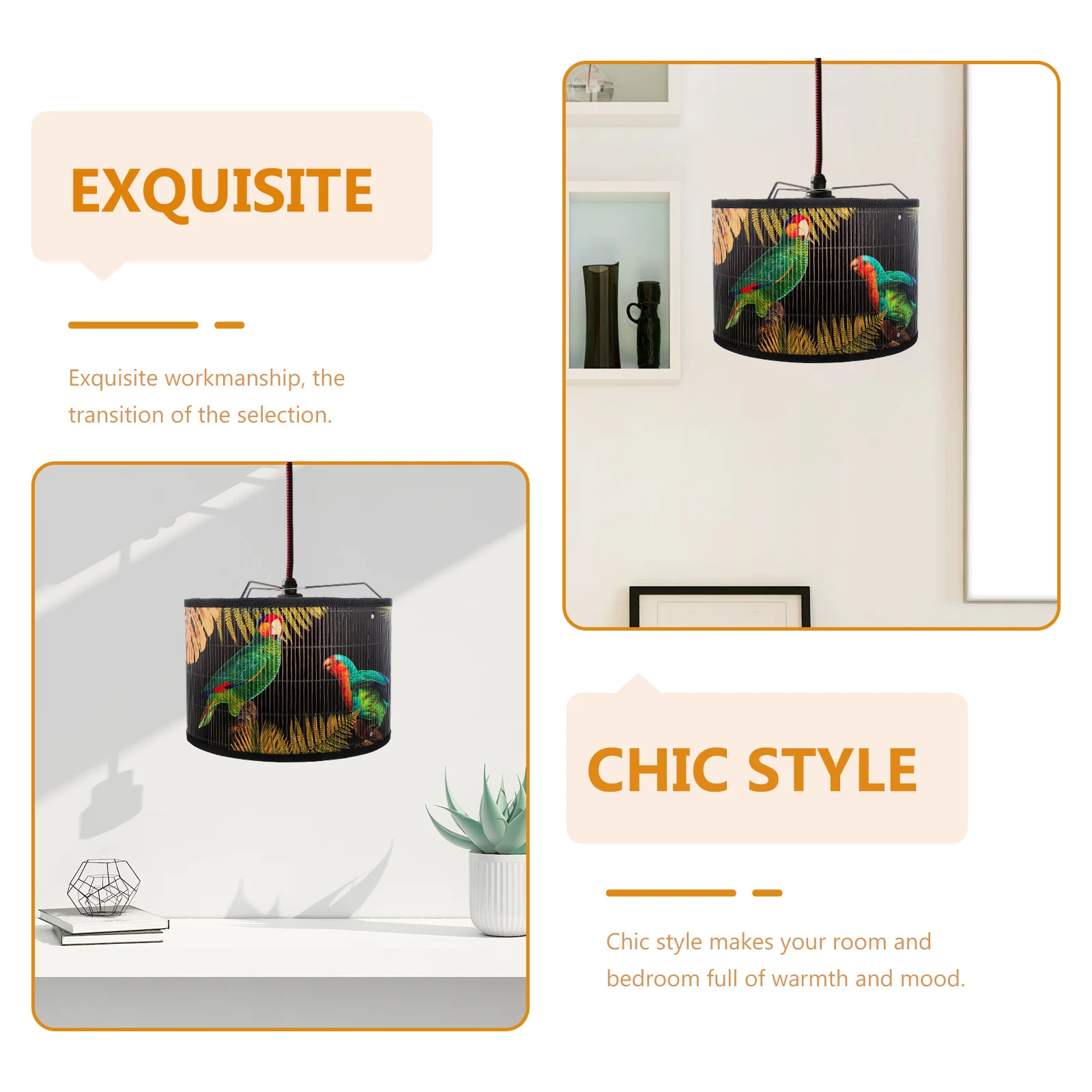 

Retro Bamboo Lampshade European Style Creative Decor Lampshade Sturdy Bracket Safe for Eyes Home Gift Bamboo Lamp Cover