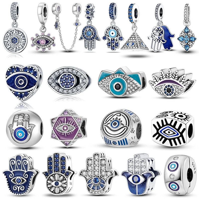 925 Silver Protective Hamasa Hand of Fatima Maria Miriam Charms Fit Pan Bracelet Diy Eye of Providence Beads