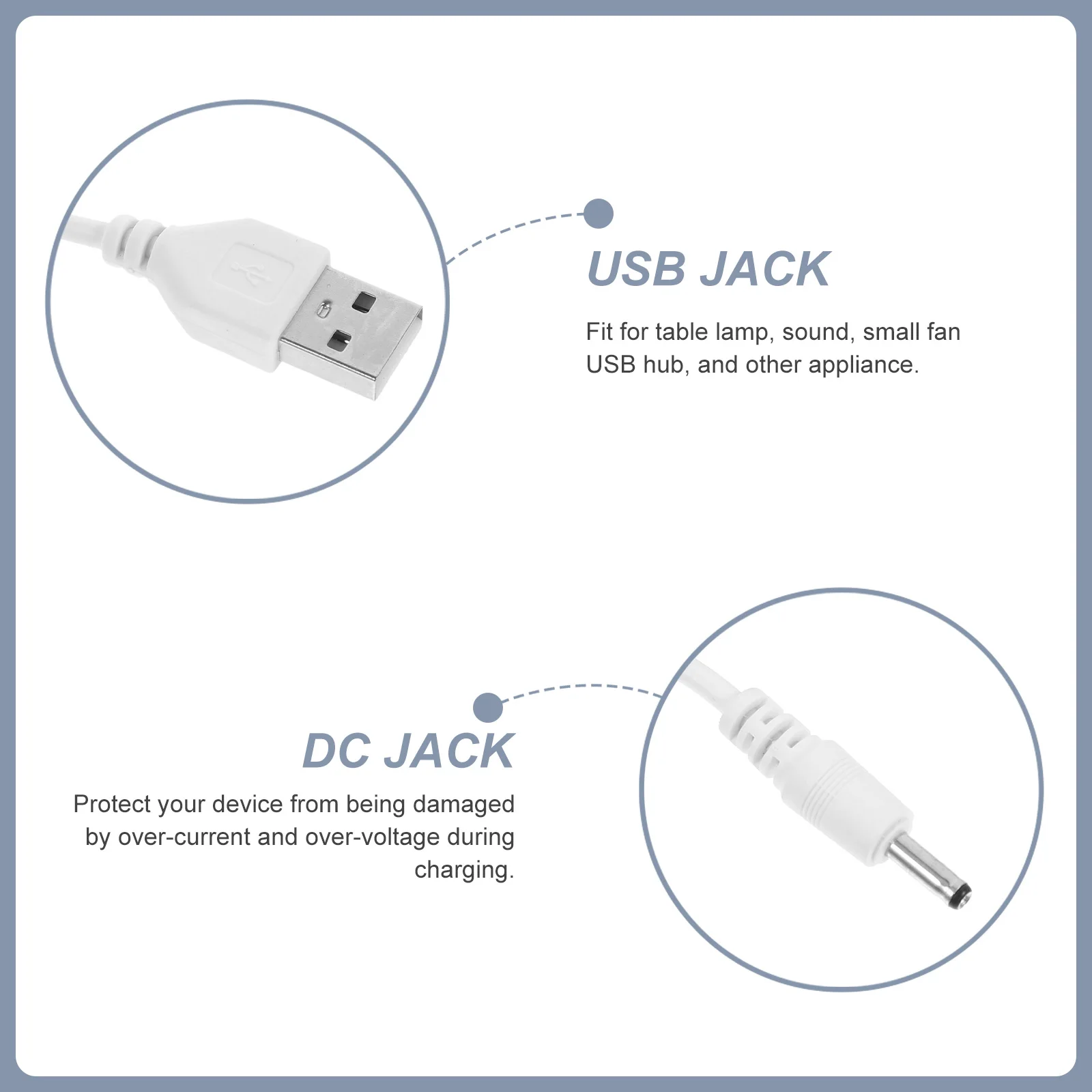 

2pcs Usb To Charging Cable Replacement Dc Power Cord 3.5X1.35Mm Plug For Small Fan Tablet Table Lamp 5V Dc Cord