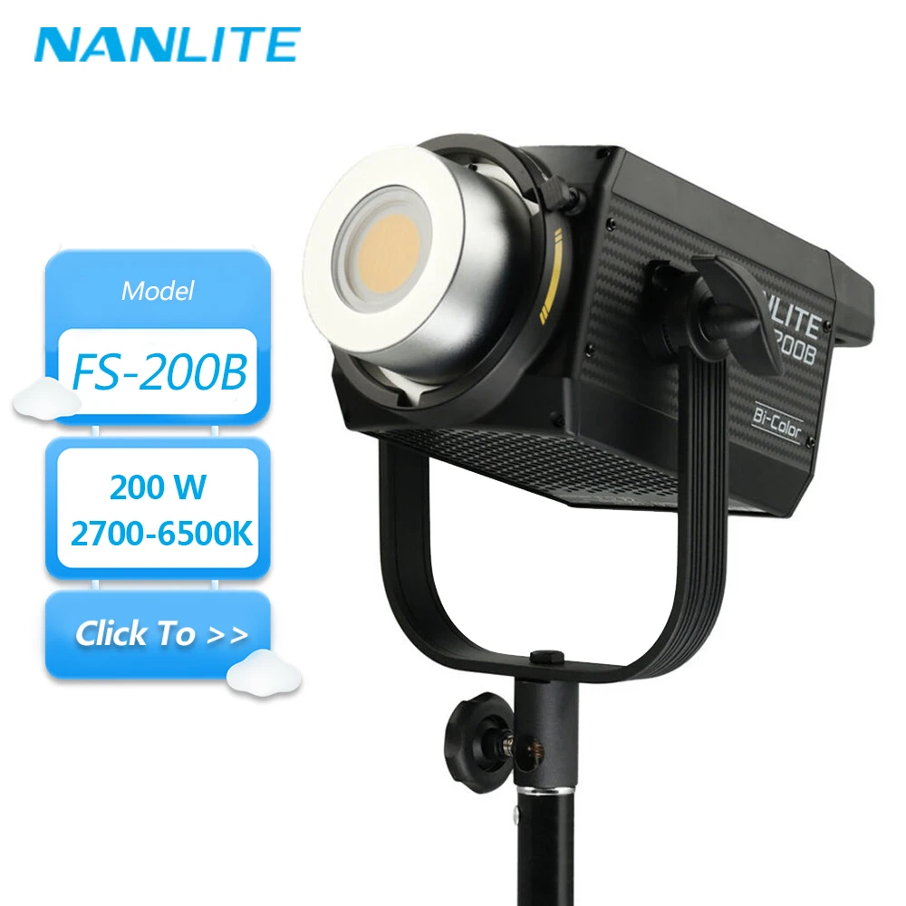 Nanlite FS-200B 200W 2700K to 6500K Bi-color COB Video Light for Camera Photography Studio Fill Light with CRI 96 TLCI 97