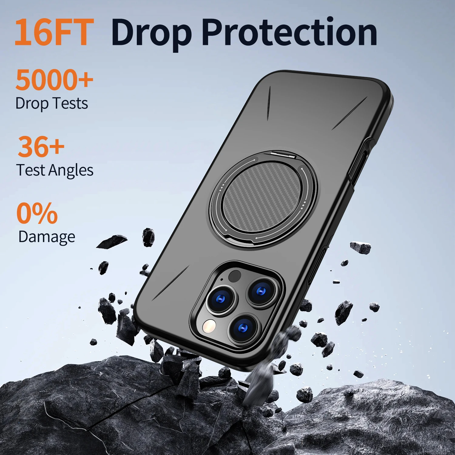 Wireless Charging Strong Magnetic 360° Rotating Ring Stand PU Leather Phone Case For iPhone 17 16 15 14 13 12 Pro Protective Cas - view 4