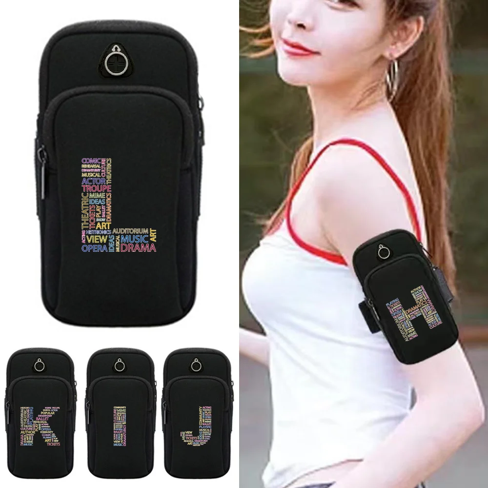 

Arm Bag Fitness Sports Mobile Phone Arm Bag Card Case Wallet Outdoor Running Bag Initial Name Text Letter Pattern