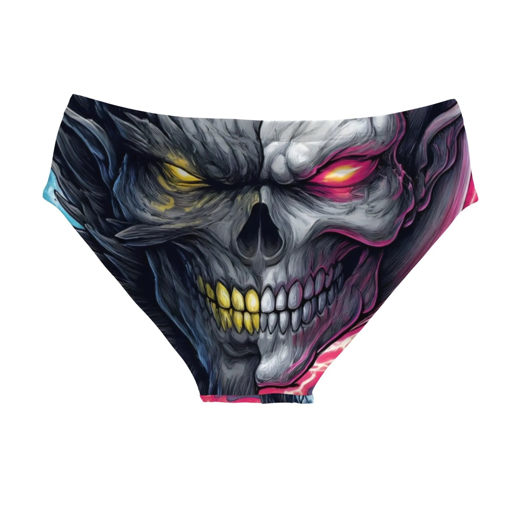 Demon Skull Swim Trunks Elastic Soft Skin-Friendly Men's Triangle Swim Trunks Beach Carnival Swimming Bathing Fashion Swimsuit