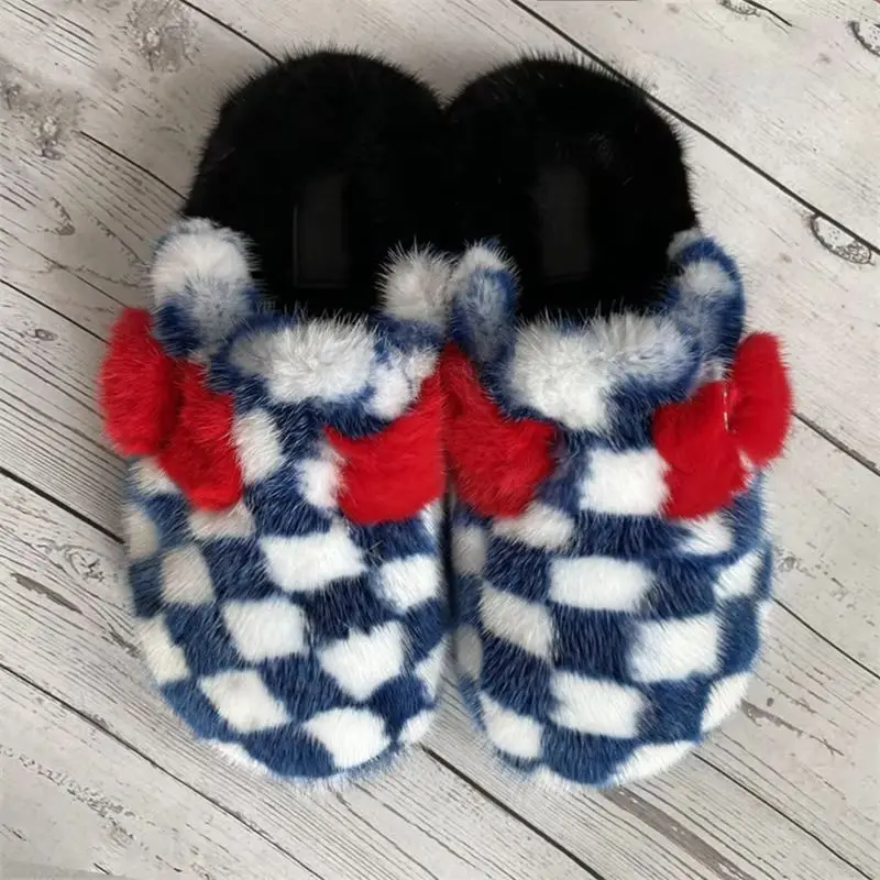 Women Shoes Mink Fur Slippers Women's Clogs Shoes for woman Clog Slippers Women Luxury Designer Women's Mules Real Fur Slides