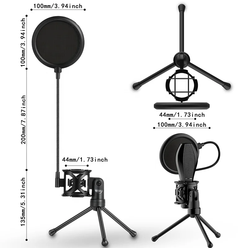 Professional Isolation Shield Microphone Shock Mount Stand Filter For Recording Maximum Isolation from Handling Vibration