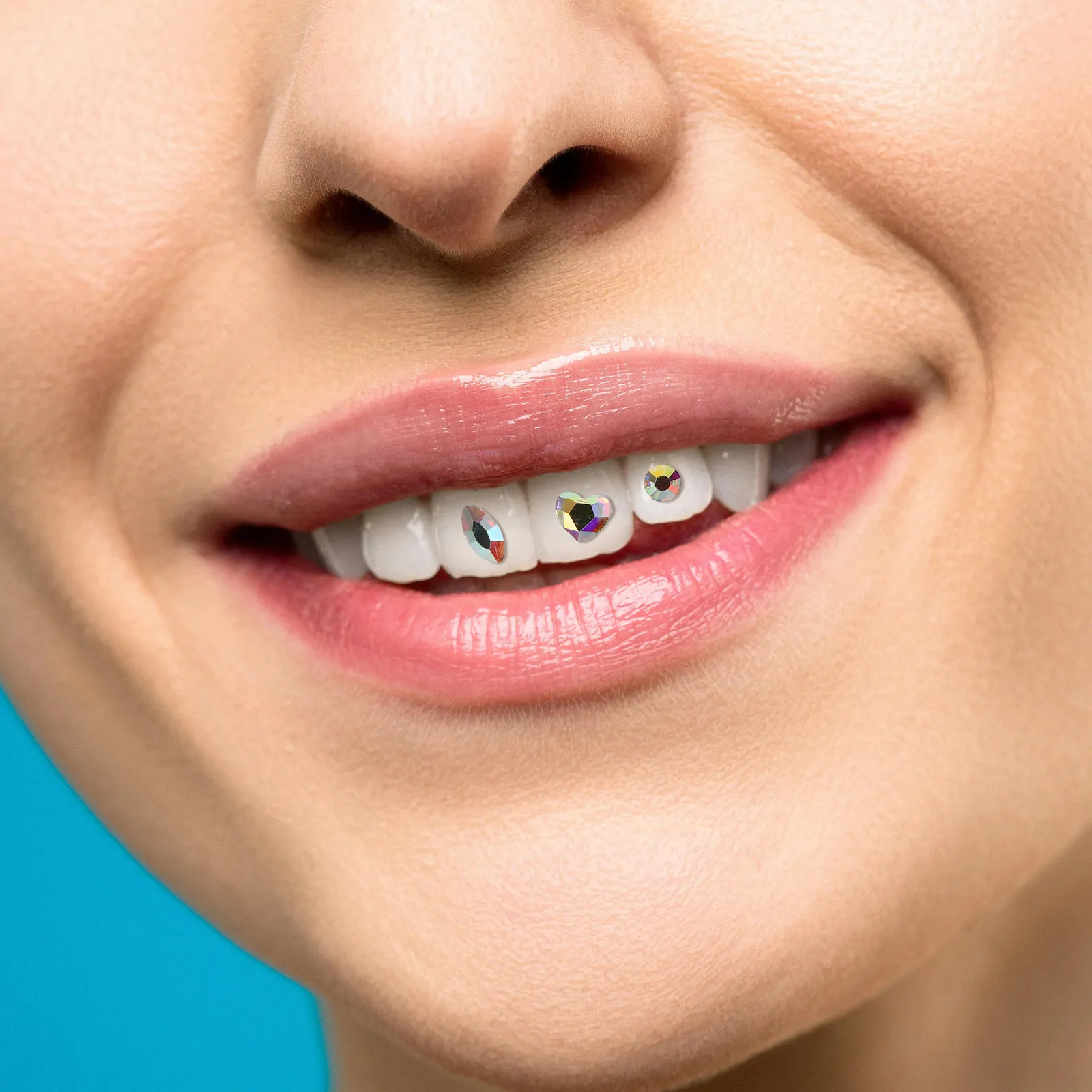 1Set Tooth Shine Jewelry Kit Flatback Crystal Gems Rhombus Shape Teeth Decoration DIY Glamorous Smile Enhancer Party Stage Wear
