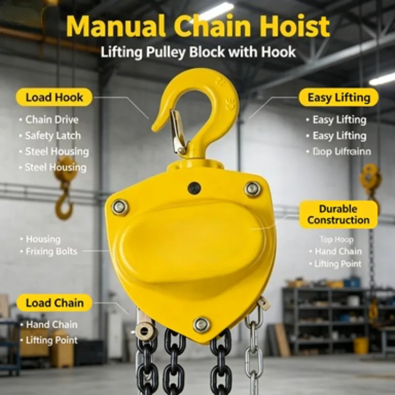 Hand Chain Hoist Triangle Manual Lifting Pulley 1T 2T 3T  Chain Block For Workshop Construction Cargo Lifting Handling