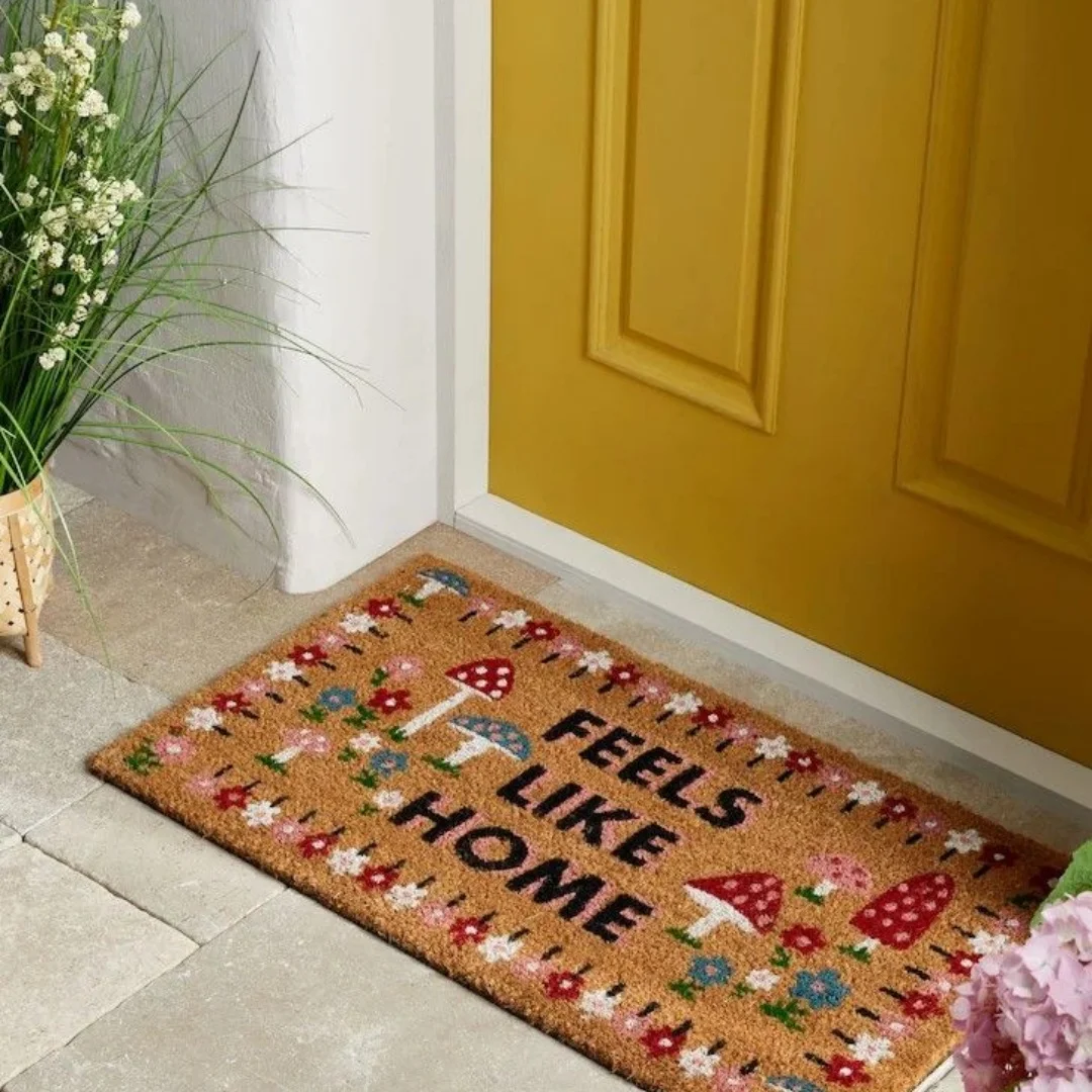 Welcome Cat Silhouette Coir Door Mat Creative Hidden Cat Print Indoor Outdoor Front Porch Welcome Doormat Home Rug