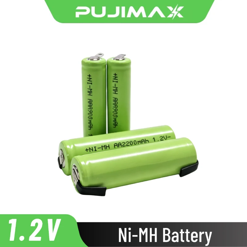PUJIMAX AA 2200mAh AAA 900mAh 1.2V Ni-MH Battery with Solder Tabs for Philips Electric Shaver Razor Hair Clipper Toothbrush