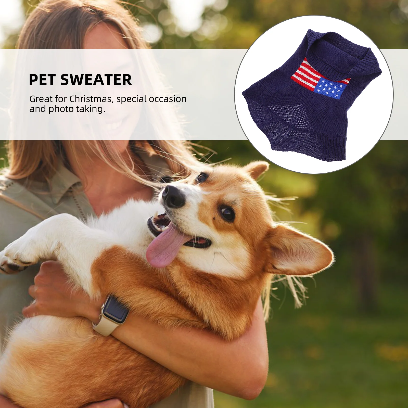 

American Flag Pet Sweater Winter Warm Puppy Dog Clothes Christmas Party Costume Small Dog Sweater Soft Acrylic Fiber