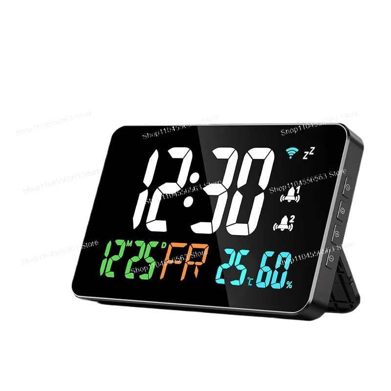 WiFi Wall Clock with Temperature, Humidity & Calendar, Auto Time Sync Digital Clock