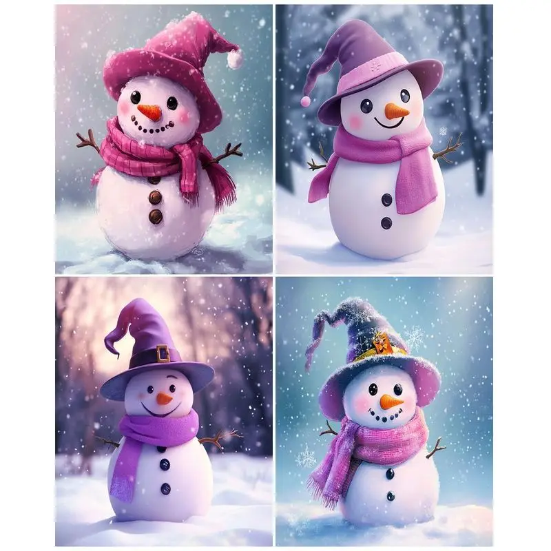 

GATYZTORY Painting By Number Snowman Drawing On Canvas HandPainted Gift DIY Pictures By Number Winter Kits Home Decoration