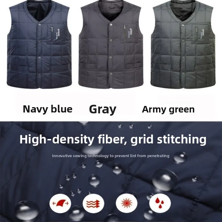 Thiened down Vest Men's Autumn Winter Inner Wear ort Zipper f High Collar Special Wide Youth Faion Workwear Summer