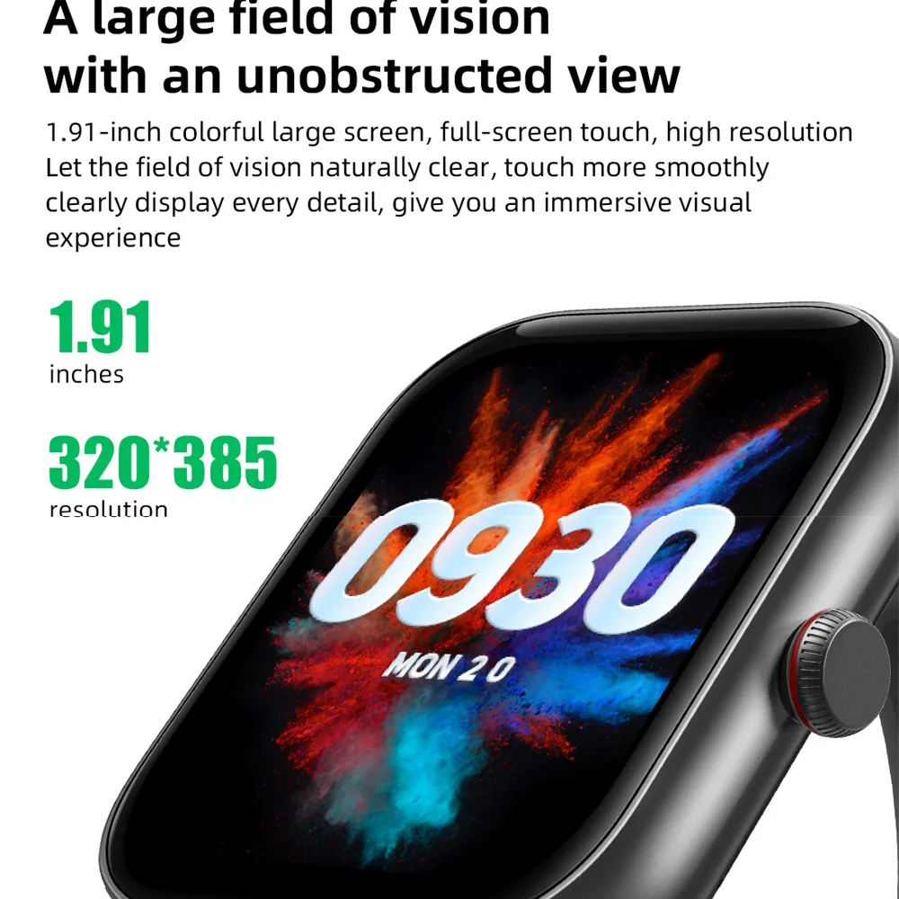 

Fashion 1.91" Colorful Screen Blue Tooth Call Smart Watch 100+ Sport Modes IP68 Waterproof Heart Rate Sleep Health Smartwatch