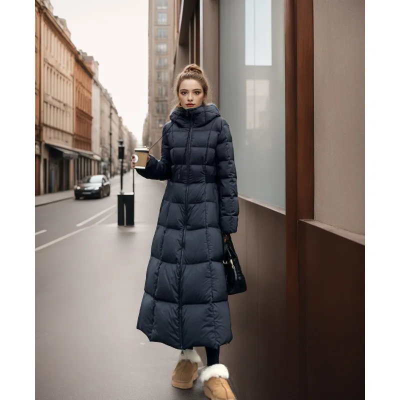 Women's Autumn/Winter Down Jacket White Duck Down Long Length Waist-cinched Plus Size Thick Warm Comfortable Casual Soft Niche