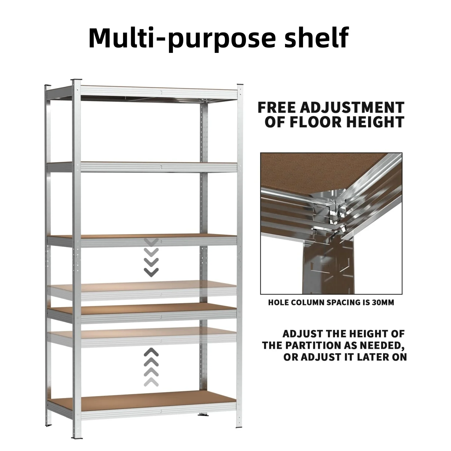 BRIEFNESS Multi-purpose Organiser 5 Tier Shelving Storage Racks Easy to Assemble Adjustable Height Workshop Storage Racks