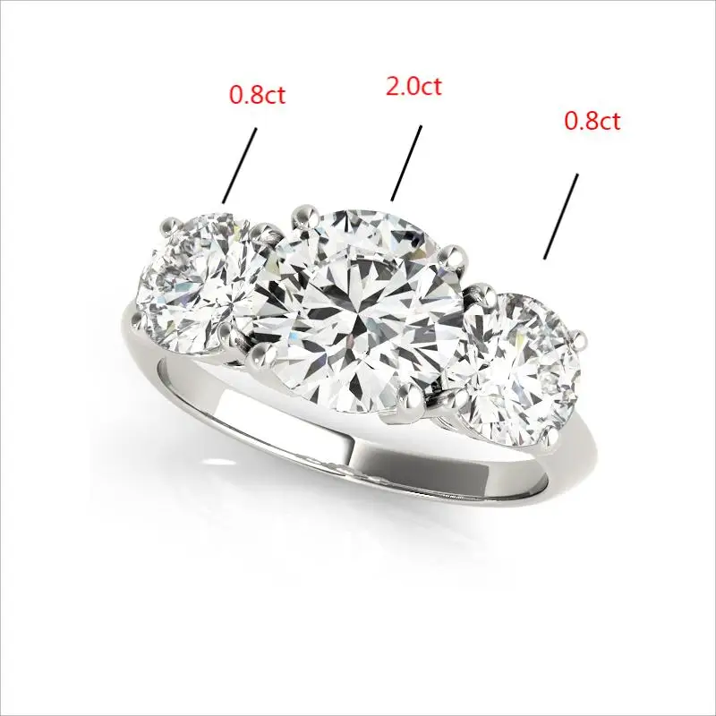 

3.6 Carats D Color Moissanite Ring 925 Sterling Silver Women Ring Round Wedding Engagement Fine Jewelry