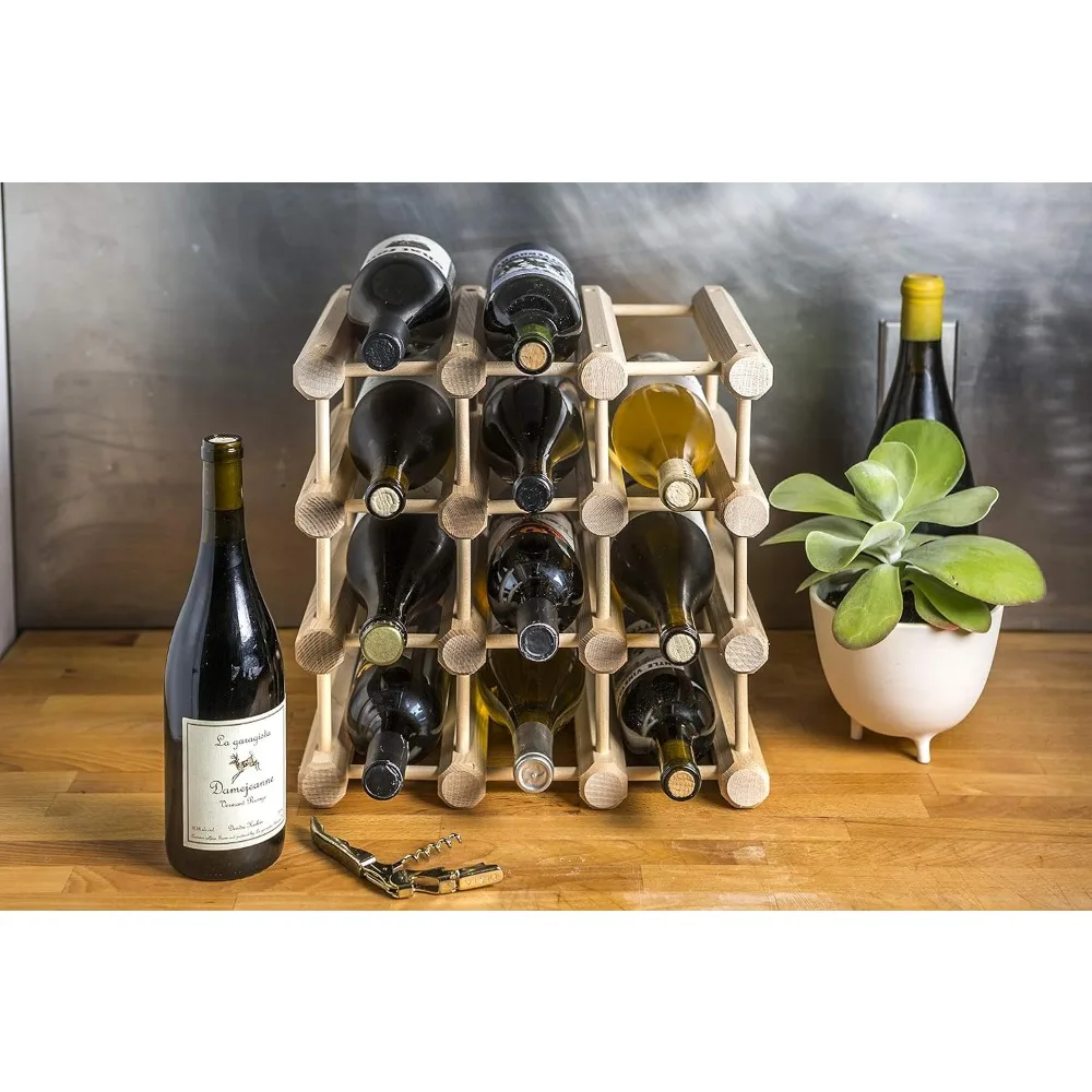 J.K. Adams Ash Wood Modular Stackable Floor Standing Wine Rack Storage Holder with Natural Pins 40 Bottle 11"D X 16"W X 7"H