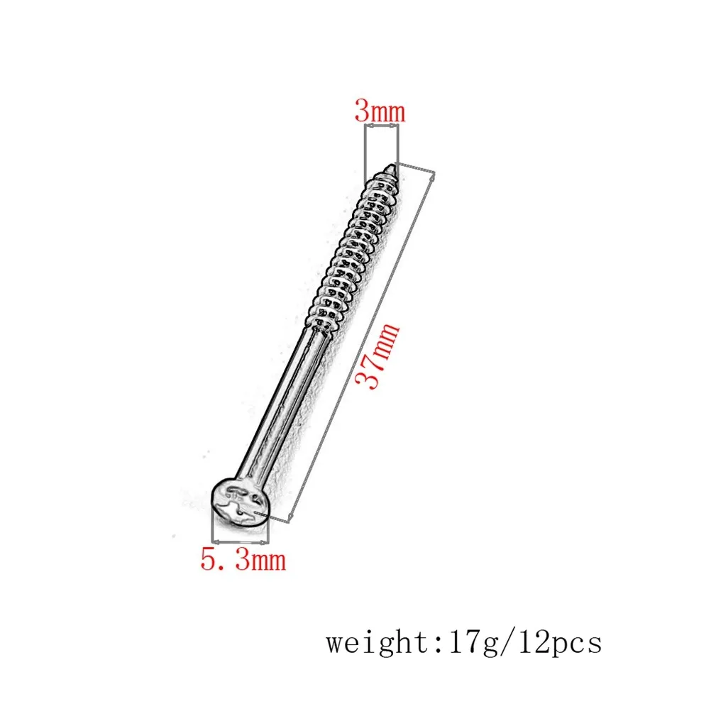 12Pcs Gold Bass Pickup Screws Compatible with Pb Jb P90 Humbucker Pickups 37Mm Total Length 3Mm Thread Diameter Metal