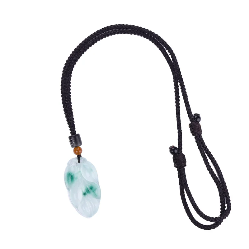 Colgante de hoja de Jade de cuarzo para hombres y mujeres, Rama Dorada, flor de hielo, del mismo estilo