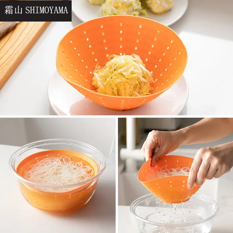 SHIMOYAMA Silicone Drain Bowl Kitchen Salad Clutching Sauerkraut Water Squeeze Magic Tool  Creative Washing Filter Strainer